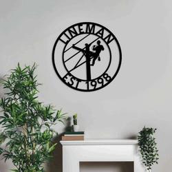 personalized lineman electrician rustic metal sign lineman birthday xmas anniversary gifts for him custom metal sign 1