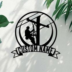 personalized lineman electrician welder wall art home office decor custom metal sign 1