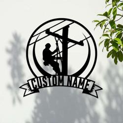 personalized lineman electrician welder wall art home office decor custom metal sign 2