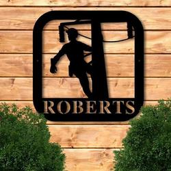 personalized lineman home office business decor retirement gift custom metal sign 1