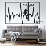 personalized lineman journeyman heart beat art garage workshop custom metal sign 0