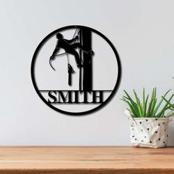 personalized lineman last name home decor custom metal sign 1
