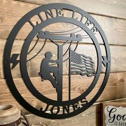 personalized lineman line life custom metal sign 4