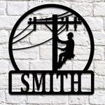 personalized lineman metal monogram last name custom metal sign 0