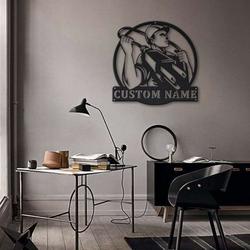 personalized lineman monogram lineworker home office decor custom metal sign 1