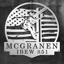 personalized lineman name metal wall art electrical worker ibew local journeyman custom metal sign 1