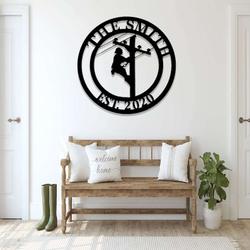 personalized lineman name sign electrician home decor custom metal sign 1