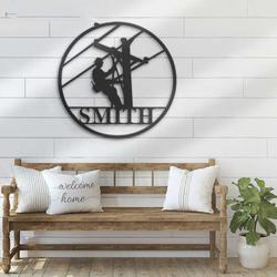 personalized lineman powerline home office decor custom metal sign 2