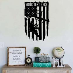 personalized lineman powerline us flag job gift custom metal sign 2