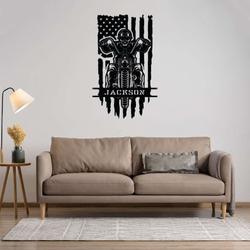 personalized lineman usa flag electrician wall art for home decor custom metal sign 3