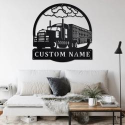 personalized livestock semi truck metal name sign home decor gift for truck drivers 1
