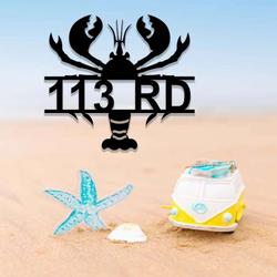 personalized lobster beach house address sign house number plaque custom metal sign 1