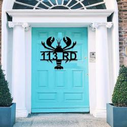 personalized lobster beach house address sign house number plaque custom metal sign 2