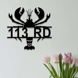 personalized lobster beach house address sign house number plaque custom metal sign 3