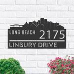 personalized long beach city skyline metal address sign house number plaque realtor closing gift custom metal sign 0