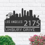 personalized los angeles city skyline metal address sign house number plaque realtor closing gift custom metal sign 0