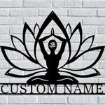 personalized lotus mandala meditation yoga studio home decor custom metal sign 0