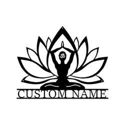 personalized lotus mandala meditation yoga studio home decor custom metal sign 1