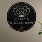 personalized lotus meditation room yoga studio home decor custom metal sign 0