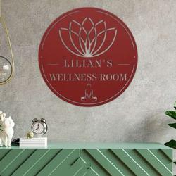 personalized lotus meditation room yoga studio home decor custom metal sign 1