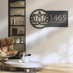 personalized lotus namaste address sign house number plaque custom metal sign 2