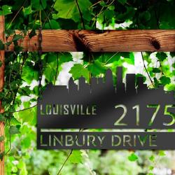 personalized louisville city skyline metal address sign house number plaque realtor closing gift custom metal sign 2