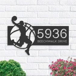 personalized male basketball player sport address sign house number plaque custom metal sign 2