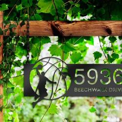 personalized male basketball player v3 address sign house number plaque custom metal sign 2