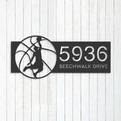 personalized male basketball player v4 address sign house number plaque custom metal sign 1