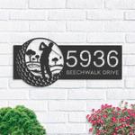 personalized male golfer golf club address sign house number plaque custom metal sign 0