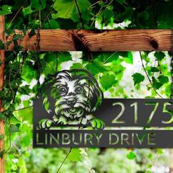 personalized maltese dog cute puppy address sign house number plaque custom metal sign 1