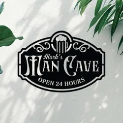 personalized man cave sign open 24 hours garage custom metal signs fathers day gifts 1