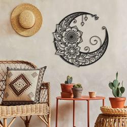 personalized mandala moon crescent moon yoga studio home decor custom metal sign 1