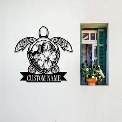 personalized mandala sea turtle marine turtle beach house address sign house number plaque custom metal sign 1
