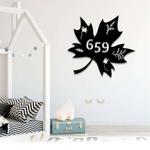 personalized maple leaf canadian leaf fall decor address sign house number plaque custom metal sign 0