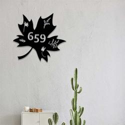 personalized maple leaf canadian leaf fall decor address sign house number plaque custom metal sign 3