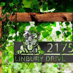 personalized mastiff dog v2 cute puppy address sign house number plaque custom metal sign 1