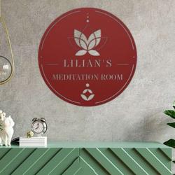 personalized meditation room lotus yoga studio home decor custom metal sign 1