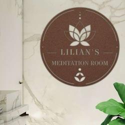 personalized meditation room lotus yoga studio home decor custom metal sign 2