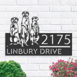 personalized meercat safari wild life address sign house number plaque custom metal sign 1