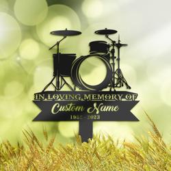 Personalized Memorial Stake Drum Set Drummer Grave Marker DrummerSympathy Gifts