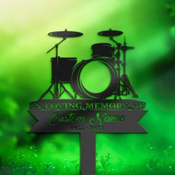 personalized memorial stake drum set drummer grave marker drummersympathy gifts custom metal signs 2
