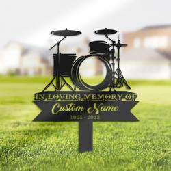 personalized memorial stake drum set drummer grave marker drummersympathy gifts custom metal signs 3