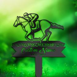 personalized memorial stake horse racing racer grave marker racer sympathy gifts custom metal signs 2