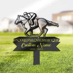 personalized memorial stake horse racing racer grave marker racer sympathy gifts custom metal signs 3