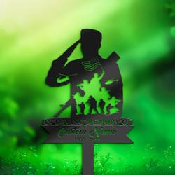 personalized memorial stake veteran us soldier army grave marker fallen soldier sympathy gifts custom metal signs 2
