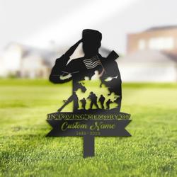 personalized memorial stake veteran us soldier army grave marker fallen soldier sympathy gifts custom metal signs 3