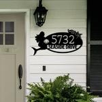personalized mermaid nautical coastal beach house address sign custom metal signs 0