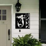 personalized mermaid vertical address sign house number plaque custom metal sign 0
