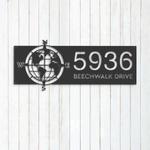 personalized metal address sign compass globe world map house number custom metal sign housewarming gifts 0